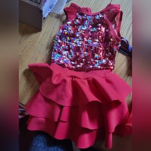 Red sequin jazz dance costume